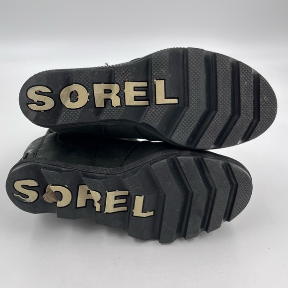 Sorel Lea Joan of Arctic Black Leather Wedge Ankle Booties Boots Size 7.5 - Picture 7 of 8